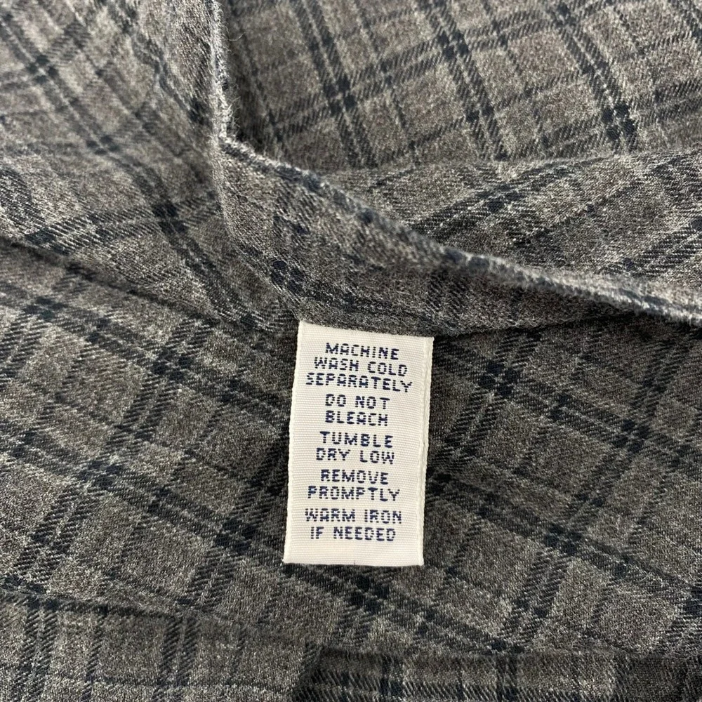 Ralph Lauren Button Down Mens Medium Grey Plaid Classic Fit Cotton Flannel Shirt
